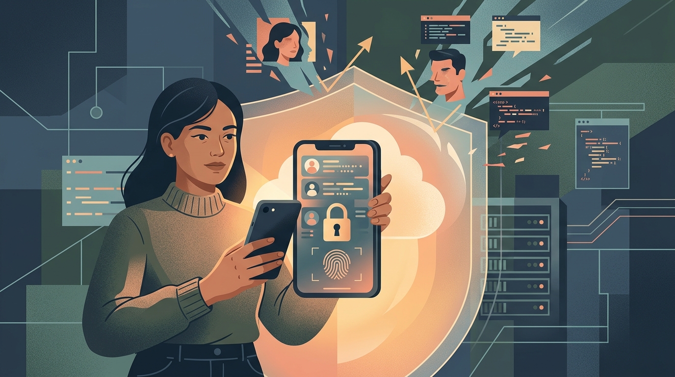 A digital identity representation showing deepfake and data leak threats