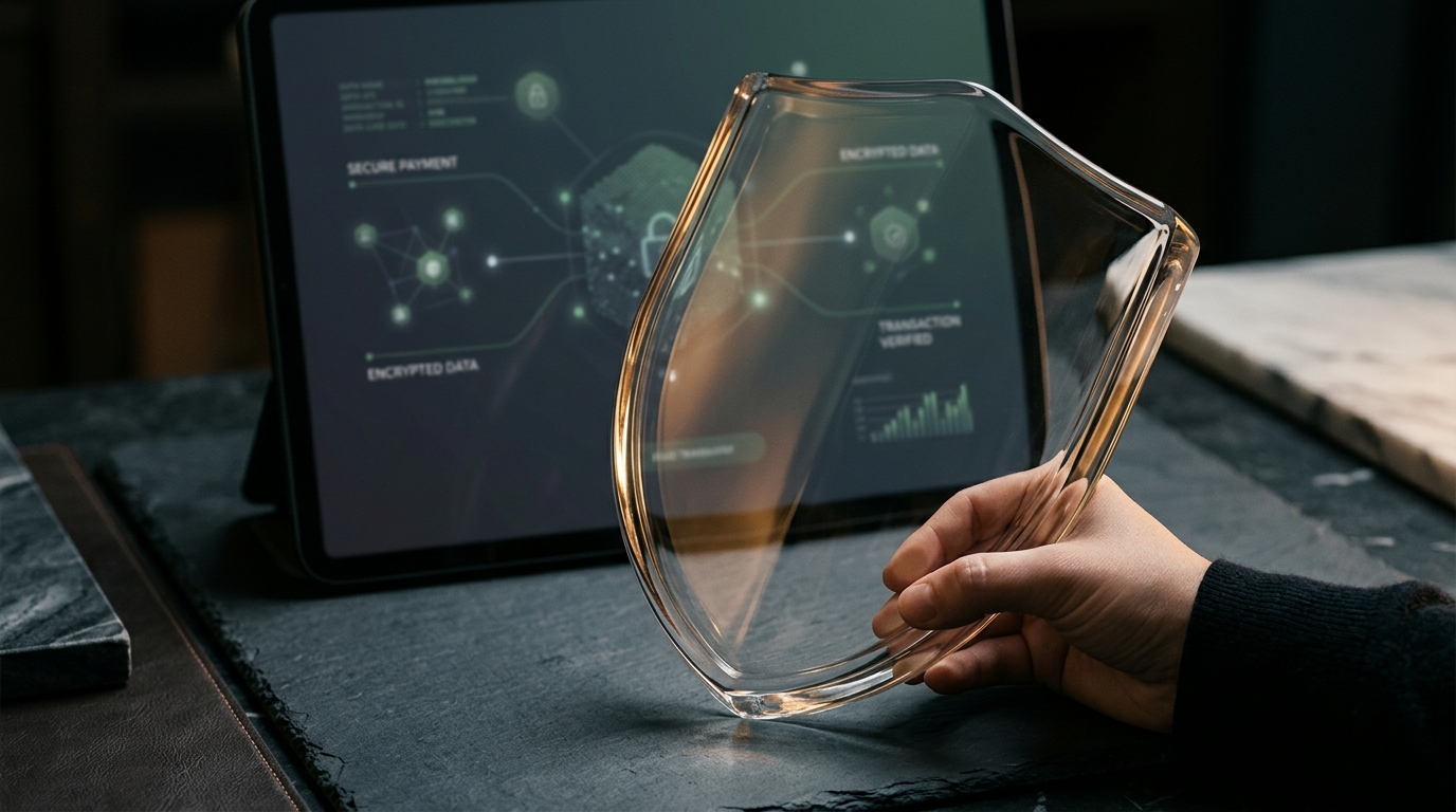 Data breach visualization showing digital security shield under pressure