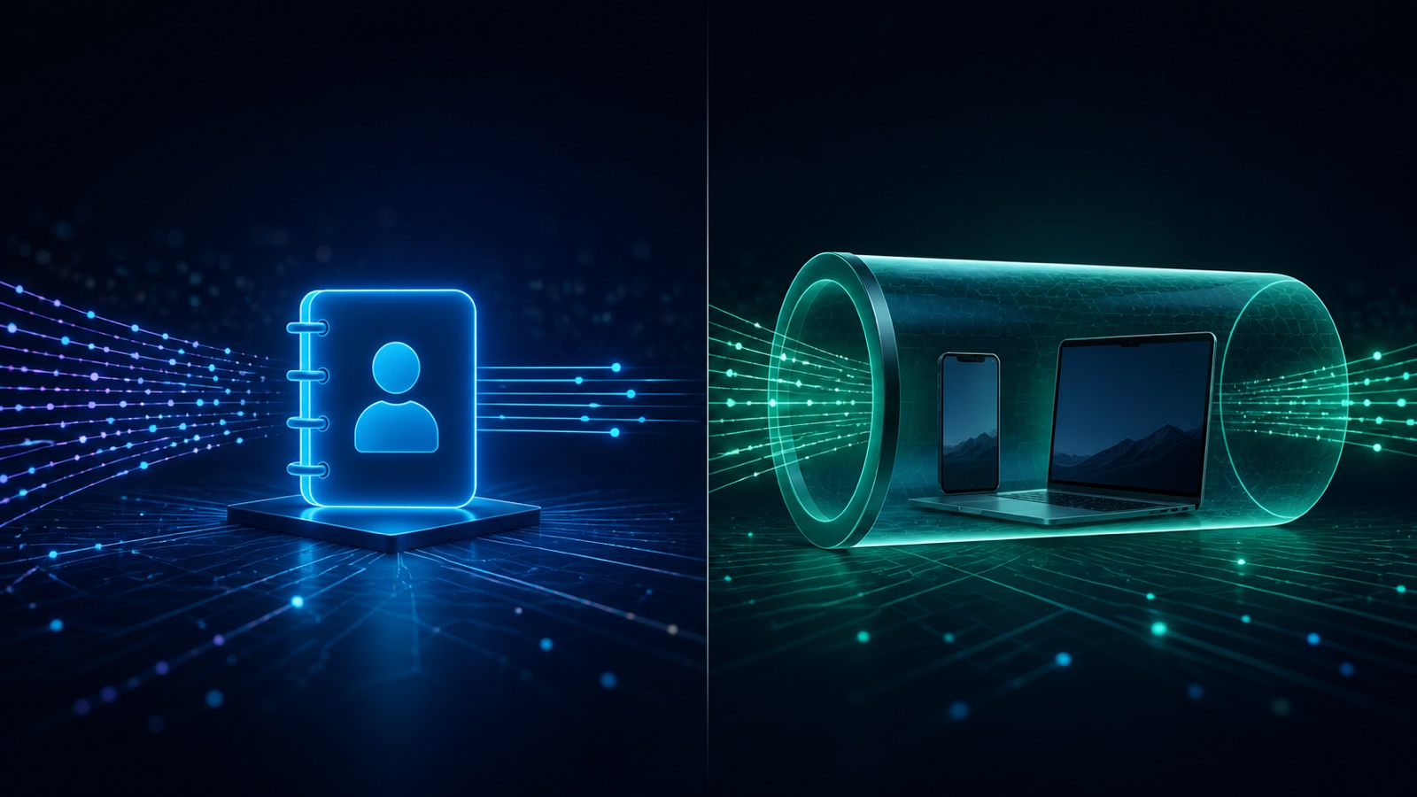 Visual comparison between encrypted DNS lookups and a full VPN tunnel