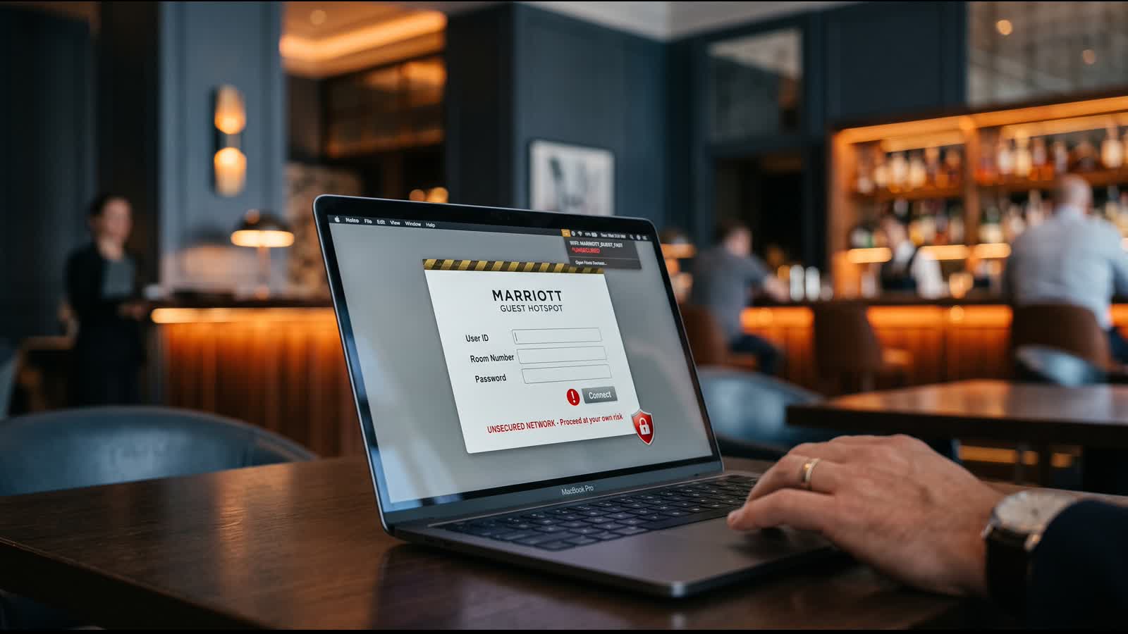 Evil twin WiFi network security threat at airports and hotels