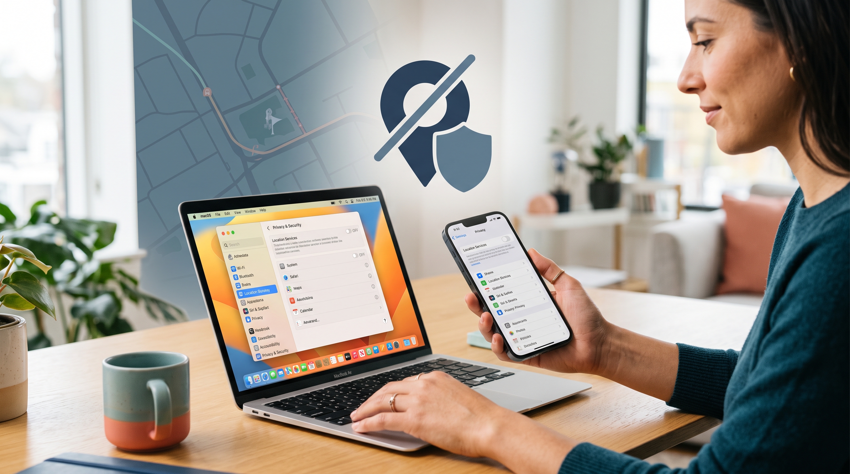 iPhone and Mac privacy settings showing location tracking controls