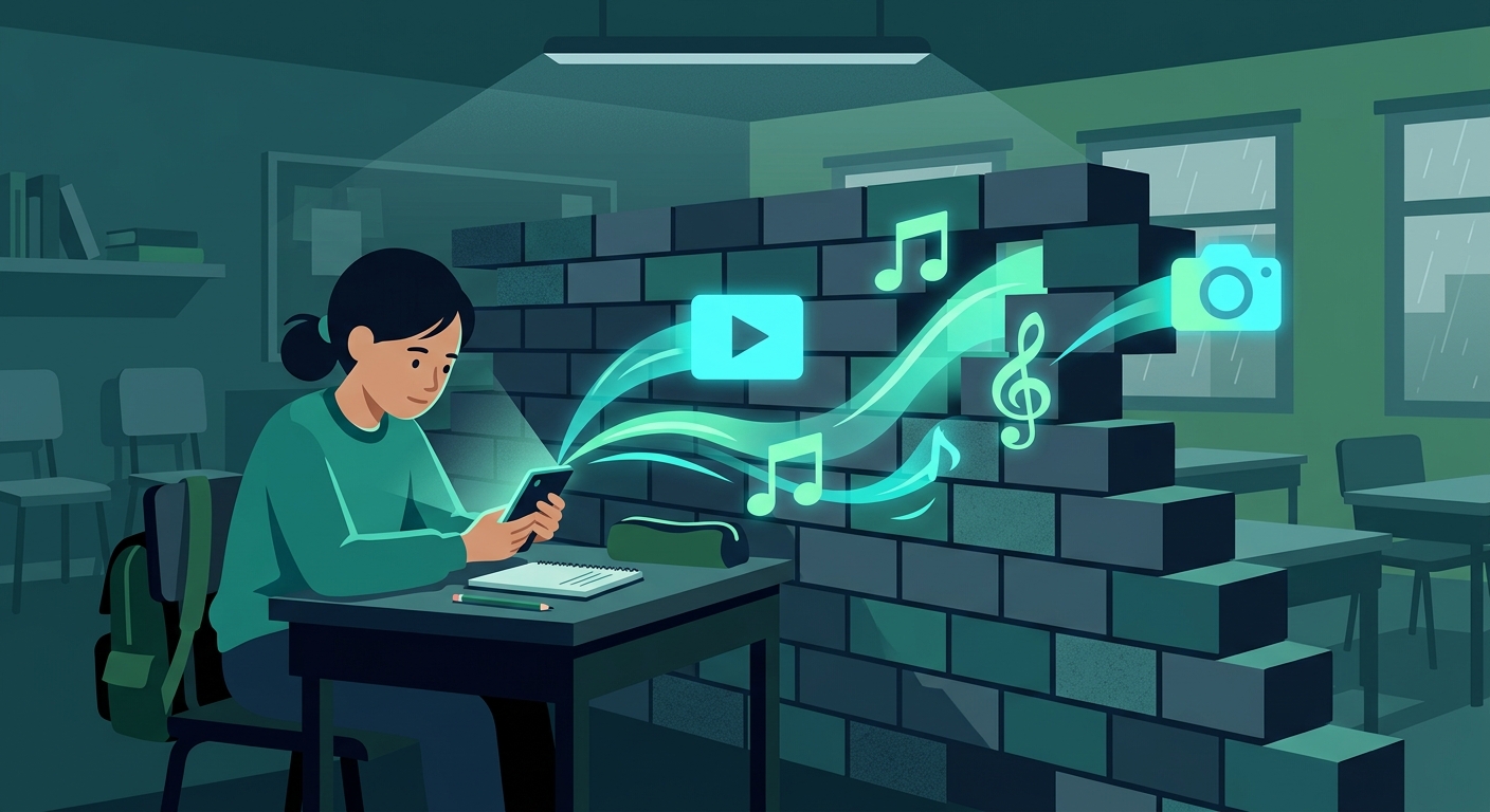 Person using a smartphone on school or work Wi-Fi