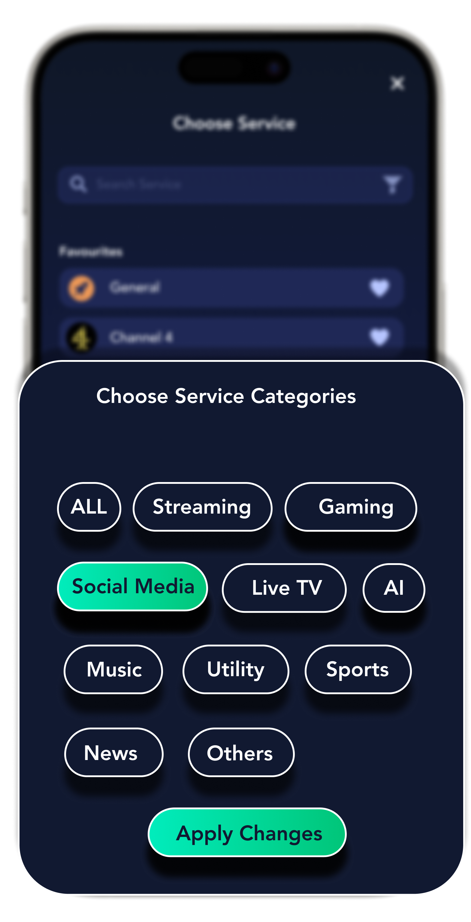 Service category filters in VPN US